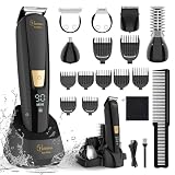 Hatteker Tailleur de Poils du Corps et de la Barbe pour Hommes Tailleur pour l'Inguinal Kit de Toilette Masculin Rasoir Électrique Rasoir Corporel Appareil de Toilette – Étanche 6 en 1