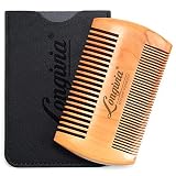 Peigne à barbe pour homme en bois de poirier, 100 % naturel, soin écologique pour moustache, cheveux lisses, courts et longs, peigne à barbe pour voyage, règle de lissage végétalienne