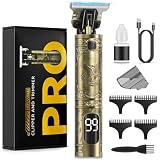 Tondeuse Cheveux Hommes, Tondeuse Barbe Homme Professionnel Tondeuse Cheveux et Barbe Homme Rasoir Electriques Hommes Sans Fil avec Ecran LED Intelligent Rechargeable USB C Cadeau Homme