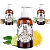 Mr Bear Family Shampoing barbe homme naturel 250ml - Citron - plus d'hydratation pour une barbe plus fournie et plus saine - 2-en-1 savon à barbe et revitalisant pour barbe - Produit barbe hommes